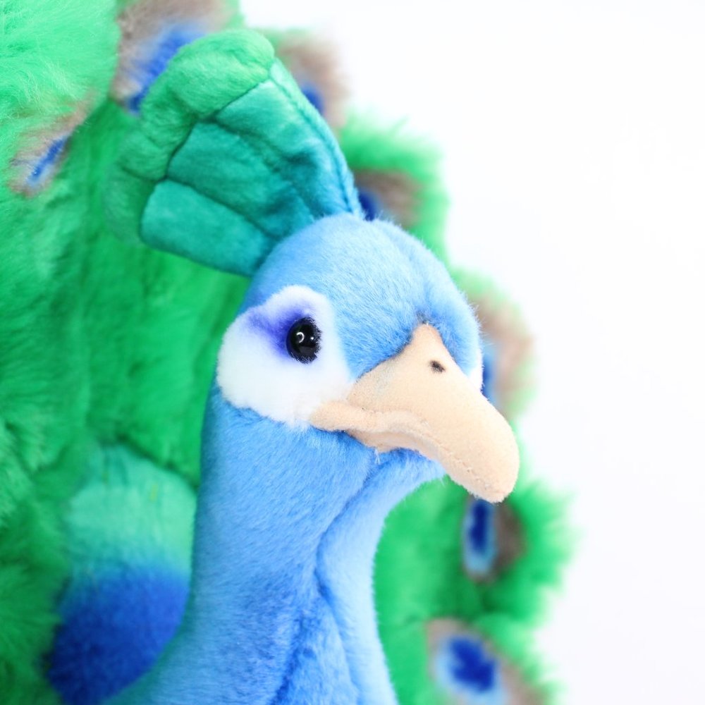 FAO Schwarz Plush Peacock Bird 2013 Blue Green Stuffed Animal 14" Stuffie - Picture 3 of 8